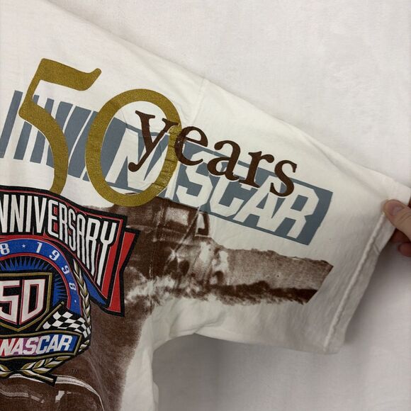 Vintage Chase Authentics 1998 All Over Print 50th Anniversary NASCAR T-shirt XL - Picture 3 of 7